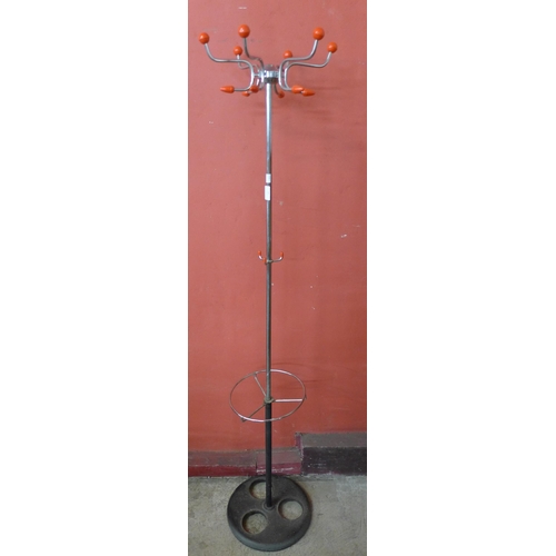 24 - A black steel and chrome atomic coatstand