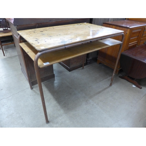 253 - A vintage plywood and tubular steel desk