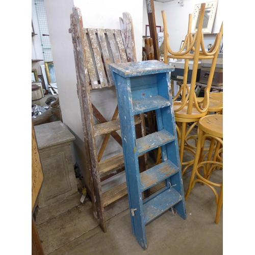 276 - Two sets of wooden stepladders