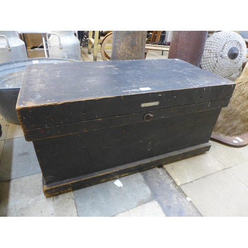 300 - A stained pine tool chest with tools