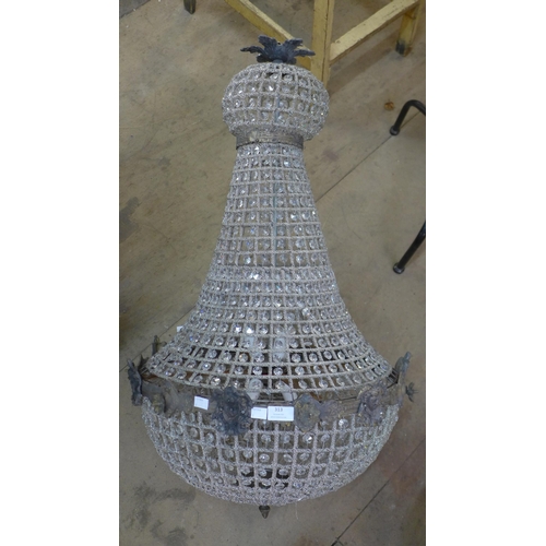 313 - A large French Empire style bag shaped chandelier