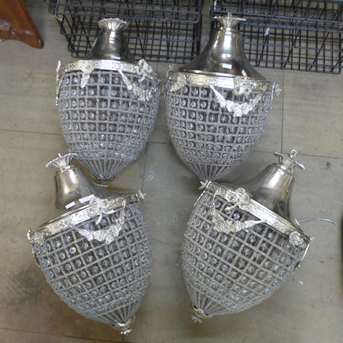 314 - A set of four French Empire style pear shaped chandeliers