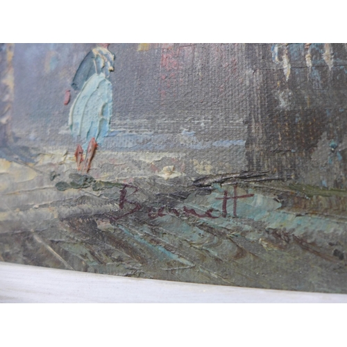 326 - Two Parisian Street scenes, oil on canvas, framed