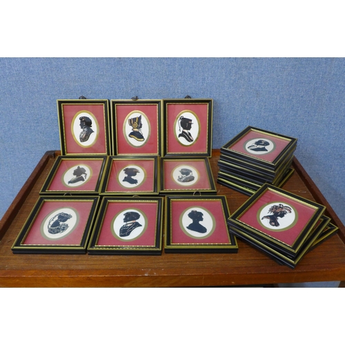 327 - A set of eighteen miniature silhouettes, framed