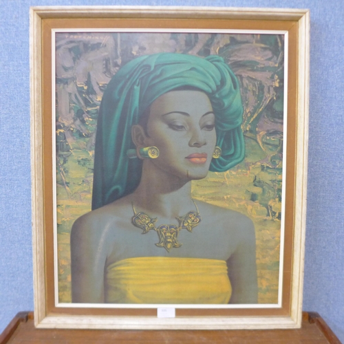 335 - A Vladmirir Tretchikoff print, Balinese Girl, framed