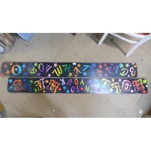 359 - Two painted wooden fairground signs