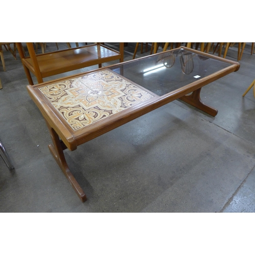 38 - A G-Plan Fresco teak, tiled and glass topped rectangular coffee table