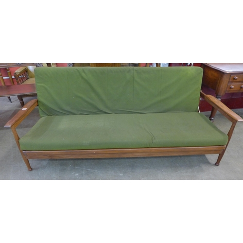 41 - A Guy Rogers teak and green fabric upholstered settee/daybed, designed by George Fejer and Eric Pham... 