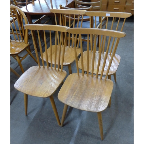 57 - A set of four Scandinavian beech kitchen chairs