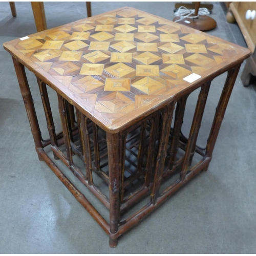 78 - A bamboo parquetry topped nest of tables