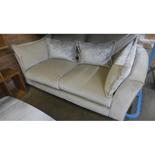 1485 - A champagne velvet three and two seater sofa