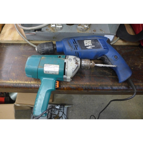 2028 - A Zinken router, a PBX drill and a Black and Decker drill - one drill has failed electrical safety t... 