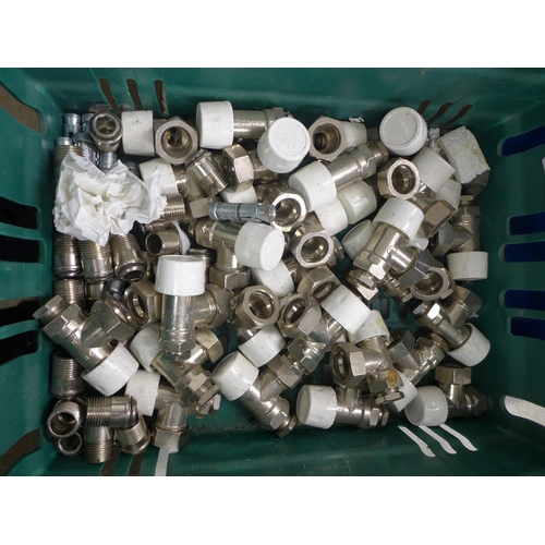 2051 - A green tray of radiator valves