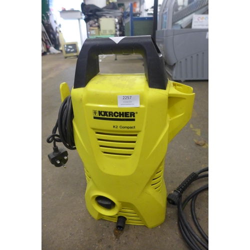 2257 - A Karcher K2 Compact jet washer - failed electrical safety test due to damaged cable - sold as scrap... 