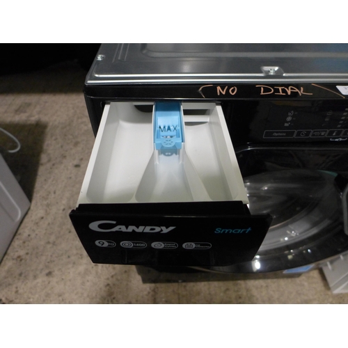 3279 - Candy Black Integrated Washing Machine (9kg) (H820xW600xD525) - model:- CBW 49D1E, original RRP £340... 