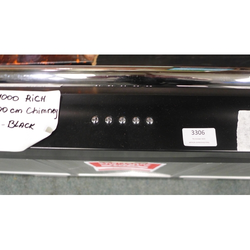 3306 - Stoves 100cm Black Cooker Hood (Model No: ST S1000 RICH CHIM RAIL BLK) * This lot is subject to VAT ... 