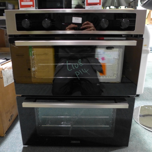 3038 - Zanussi Built-under Double Oven - model no:- ZPCNA7XN (413-108)   * This lot is subject to vat