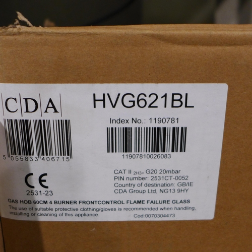 3112 - CDA 4 Zone Gas Hob - Model: HVG621BL * This lot is subject to VAT (410-254)