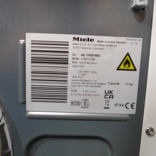 3117 - Miele T1 Excellence 7kg Freestanding Heat Pump Tumble Dryer - model no:- TEA225WP Active - DAMAGED D... 