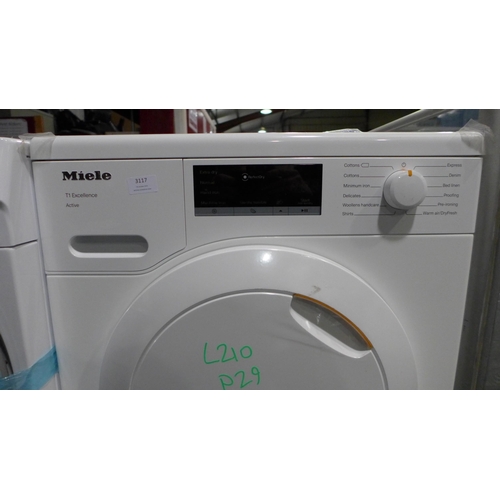 3117 - Miele T1 Excellence 7kg Freestanding Heat Pump Tumble Dryer - model no:- TEA225WP Active - DAMAGED D... 