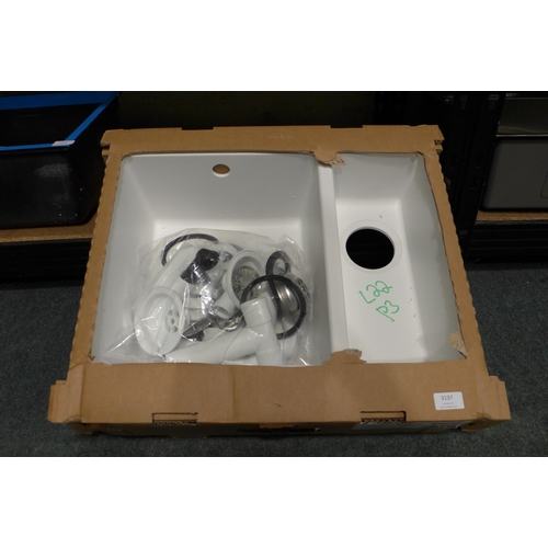 3137 - Blanco Samos White Composite Right Hand Undermount 1.5 Sink (370x525) - model no.:- 525801, original... 