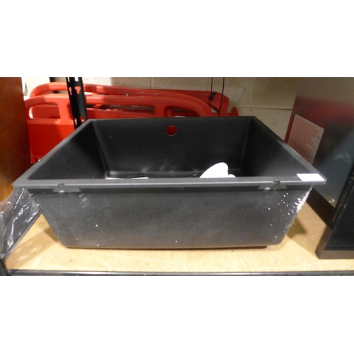 3157 - Samos Composite RH Undermount Rock Grey Sink (370x525) - model no.:- SI.BLA.109, original RRP £415.8... 