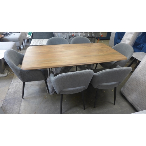 1422 - A Lucio hardwood dining table and six dark grey chairs * This lot is subject to VAT