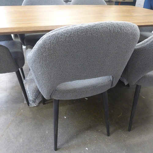 1422 - A Lucio hardwood dining table and six dark grey chairs * This lot is subject to VAT