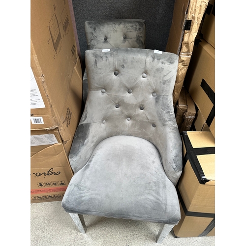 1558 - A pair of grey upholstered side chairs  * This lot is subject to VAT