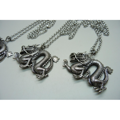 1005 - Three large dragon pendants on chains