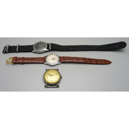 1019 - A German WWII Bulla military wristwatch, Oris and Mentor wristwatches