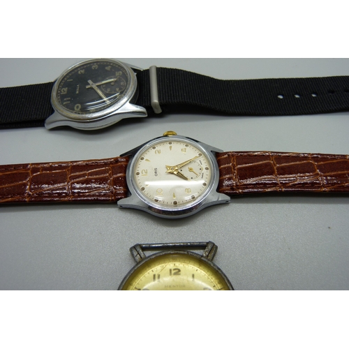 1019 - A German WWII Bulla military wristwatch, Oris and Mentor wristwatches