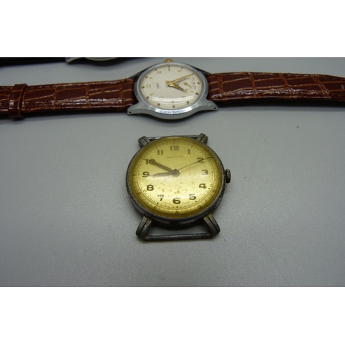 1019 - A German WWII Bulla military wristwatch, Oris and Mentor wristwatches