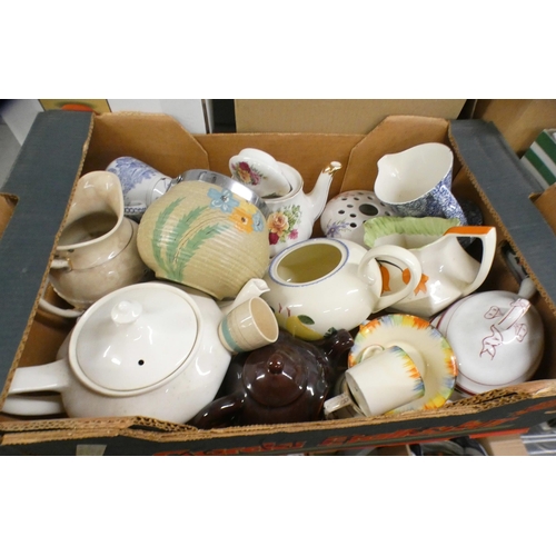 1072 - Six boxes of mixed glass, china including Sadler and a box of books **PLEASE NOTE THIS LOT IS NOT EL... 