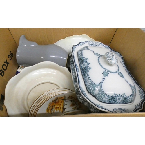 1072 - Six boxes of mixed glass, china including Sadler and a box of books **PLEASE NOTE THIS LOT IS NOT EL... 