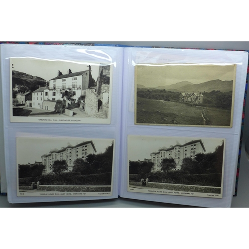 626 - Postcards; a postcard album containing 120 black and white photographic cards