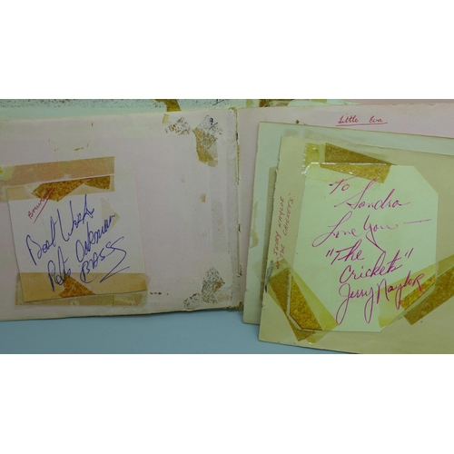 628 - A Pop music autograph book, In Tornados, Tom Jones, Cliff Richard, Little Eva, Jet Harris, Adam Fait... 