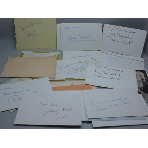 629 - Autographs; large collection including Freddie Starr, Dave Allen, etc.