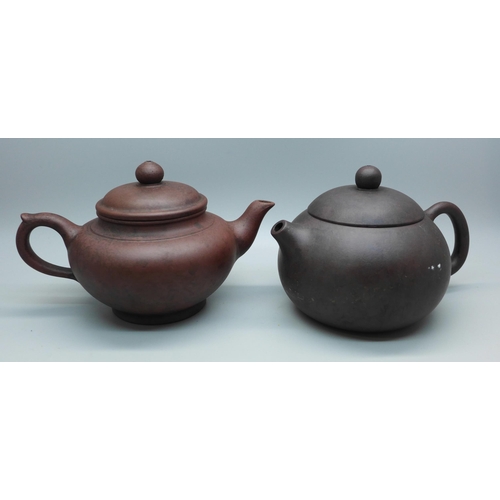 636 - Two Chinese terracotta tea pots