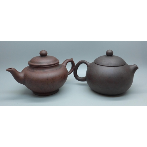 636 - Two Chinese terracotta tea pots