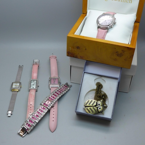 646 - A Krug-Bauman wristwatch, lady's wristwatches and a pendant watch