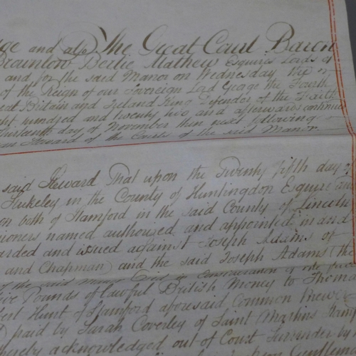 666 - An 1829 Bankruptcy document, Manor of East and West Deeping, Lincolnshire against Mrs Sarah Coverley... 