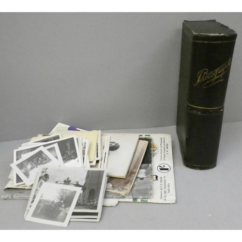 669 - A box with postcards including novelty, cabinet cards, photographs and a South African Cricket Tour ... 