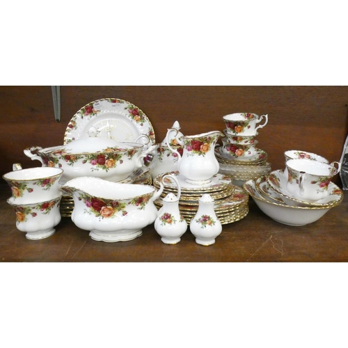 684 - A collection of Royal Albert Old Country Roses, tea ware including tea pot and dinner ware including... 