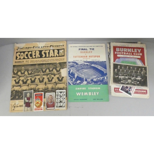 690 - Burnley Football memorabilia including the original early 1900's team picture, programmes, etc.