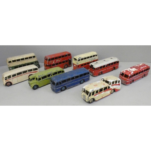 691 - A collection of Dinky Roadmaster coaches and other buses, playworn