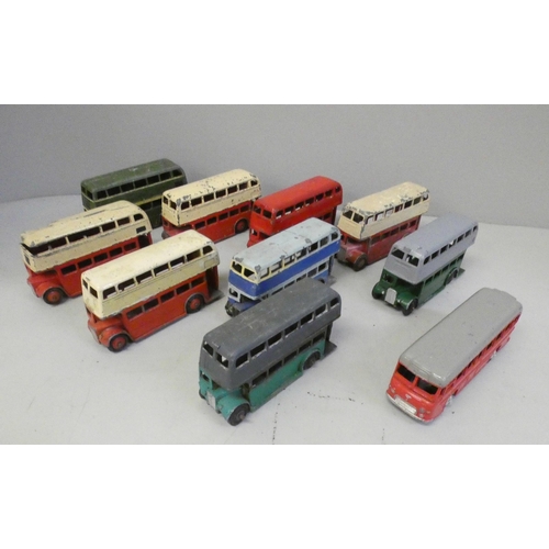 691 - A collection of Dinky Roadmaster coaches and other buses, playworn