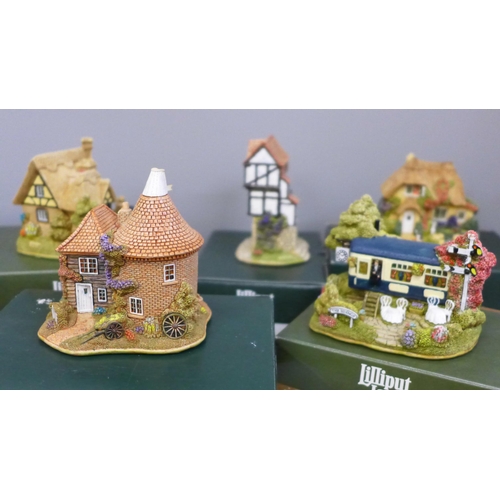 717 - Lilliput Lane houses, St. Bartholemews, Hops House, Pretty as a Picture, Little Dog Lost, Grasmere C... 