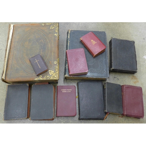 720 - A 19th Century John Eadie family Bible, one other large Bible and other hymn and gospel books