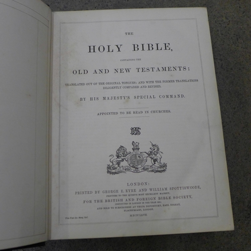 720 - A 19th Century John Eadie family Bible, one other large Bible and other hymn and gospel books